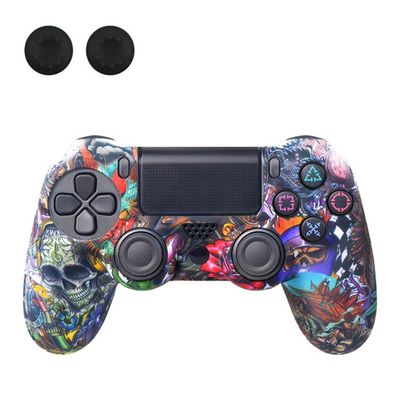 Deksel til Sony PlayStation 4 Pro Slim PS4 Anti - Slip Silikon Huddeksel - Blomsterhodeskalle