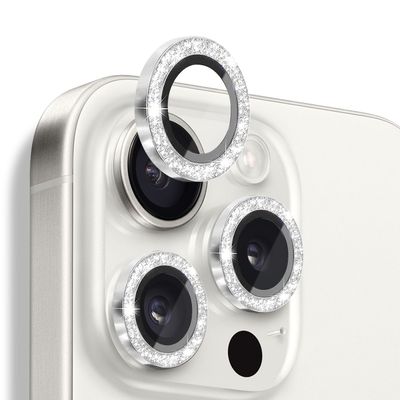 NORTHJO kameralinsedeksel med glitter til iPhone 16 Pro/16 Pro Max, herdet glass og metall
