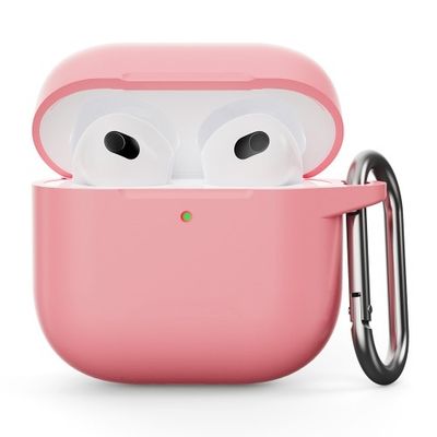 Til AirPods 4 Silikonetui Integreret Bluetooth - hovedtelefoncover med krog - Lyserød