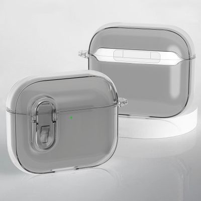 Til AirPods 4 Hovedtelefoner Etui Snap Switch Ice Crystal Clear Shell - Gennemsigtig Grå