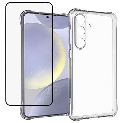 For Samsung Galaxy A56 5G Deksel 2.0mm TPU Gjennomsiktig Beskyttelsesdeksel med Herdet Glass Skjermbeskytter