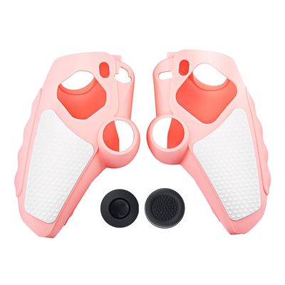 Playstation 5 / PS5 Silikone Skin Cover Case Anti-Slip Protection + Joystick Caps - Lyserød