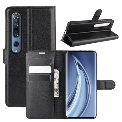 Litchi Xiaomi Mi 10/Mi 10 Pro Lommebok - deksel - Svart