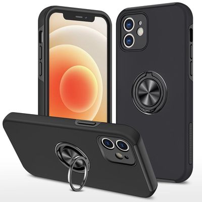 iPhone 12 Hybrid Deksel Med Fingerring - Svart