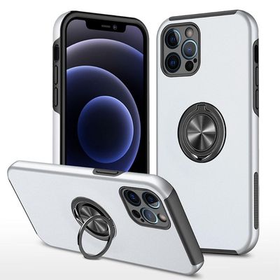 iPhone 14 Pro Hybrid Deksel Med Fingerring - Sølv