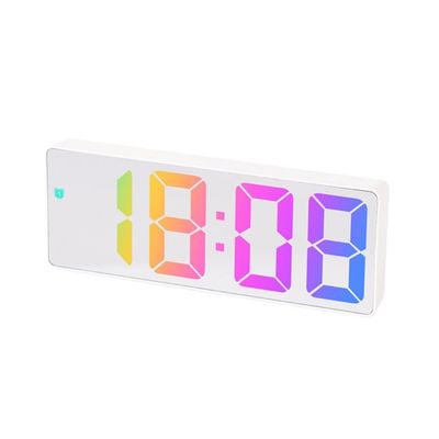 LED Klokke Elektronisk Digital Vekkerklokke Fargerik 12/24H Hvit