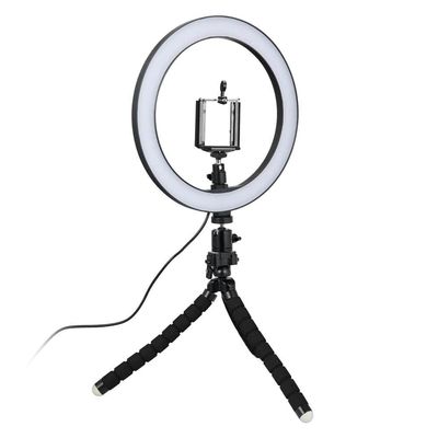 Selfie-lampe/Ring light (26 cm) med formbart stativ