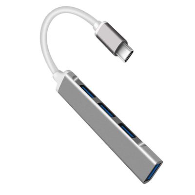 USB-C-keskitin, jossa 4 Porttia - Hopea