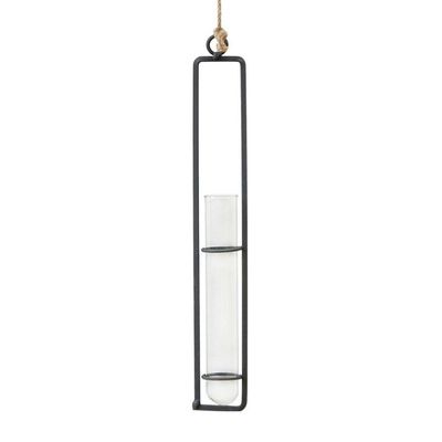 Hengende glassvase med stålramme