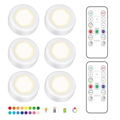 6 LED-spotlights 2 fjernkontroller RGB Design - Flerfarget