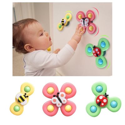 3-Pack Baby Fidget Spinners med Sugekop – Sjove og Udviklende