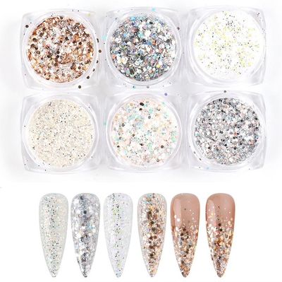 6 stk negleglitter glitter, Negledekorasjoner