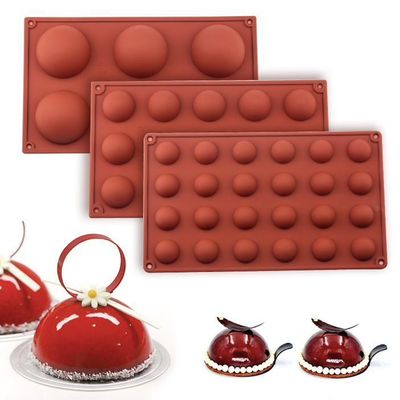 3-pack silikonform - Kule/halvkule 6/15/24 - Is/sjokolade/geléform