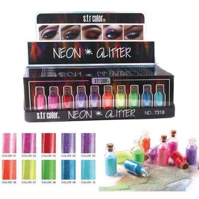 10 bokser Neon Glitter - Finkornet - Kroppsglitter