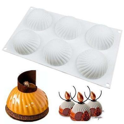 6 halvkule silikonform, is-/sjokolade-/geléform, hemisfære-mousseform