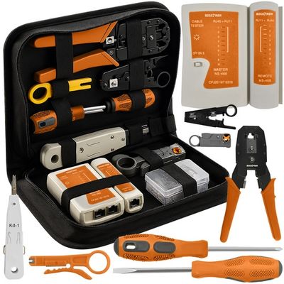 Nettverksverktøysett XXL med RJ45/RJ11-tester, crimper 4/6/8P