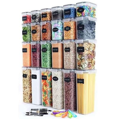 Organiserede pantry-opbevaringsbeholdere - 24-pak med lufttætte låg og etiketter