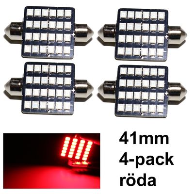Diodilamppu 41mm 42mm punainen LED 2835 SMD 4 kpl C5W SV8.5 c10w