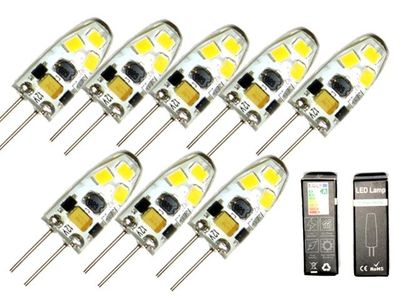 G4 1,5 W dimbar 12 V DC + AC LED-lampa 3100K varmvit G-4 8-pack