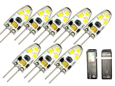 G4 1,5 W dimbar 12 V DC + AC LED-lampa 4300K vitgul G-4 8-pack