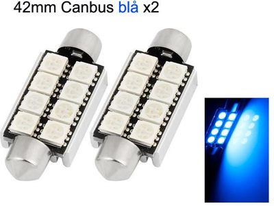 Diodilamppu 41mm 42mm sininen Canbus LED 5050 SMD 2 kpl C5W SV8.5