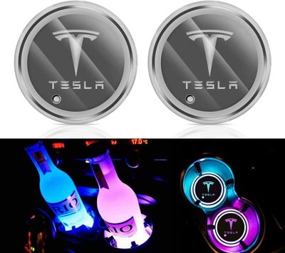 2X Tesla logo Blybunnplate for kruseholdere