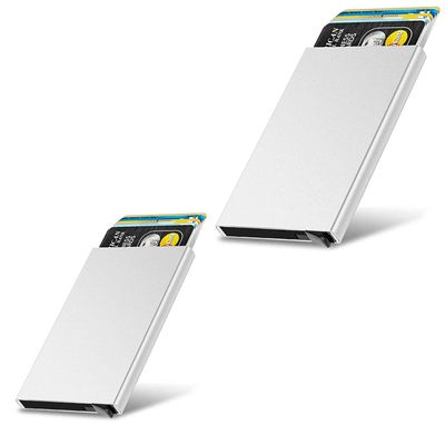 2x Sølv kortholder skubber Front 5-kortet - RFID sikkert