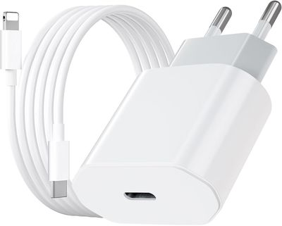 iPhone Hurtiglader USB-C PD 3.0. 20W Strømadapter + Kabel