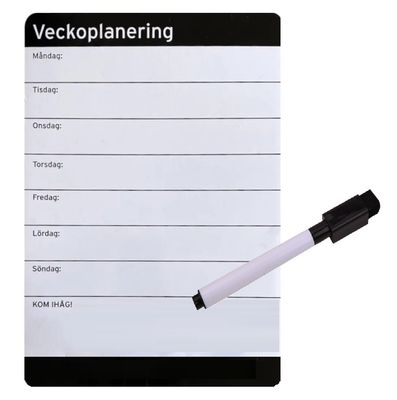 Magnetisk whiteboard til ugeplanlægning. Inkl. whiteboardpen med viskelæder