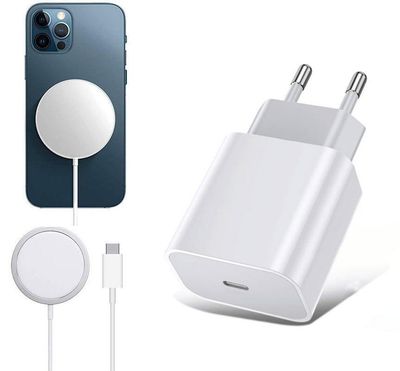 iPhone Magnetisk Magsafe Laddare (trådlös) med Väggladdare