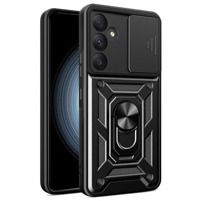 SKALO Samsung A55 5G Armor Hybrid Metal Ring Camera Slider - Sort