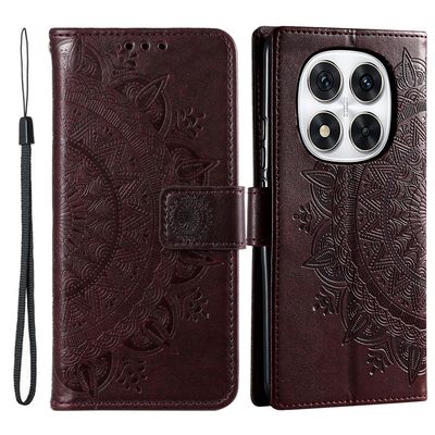 SKALO Xiaomi Redmi Note 14 Pro+ 5G Mandala Flip Cover - Brun