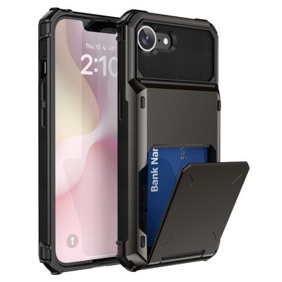 SKALO iPhone 16e Armor Flip Kortholder Cover - Sort