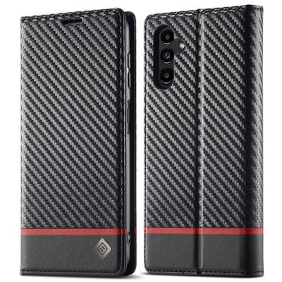 SKALO Samsung A56 5G LC.IMEEKE Carbon Fiber Flip Cover - Sort