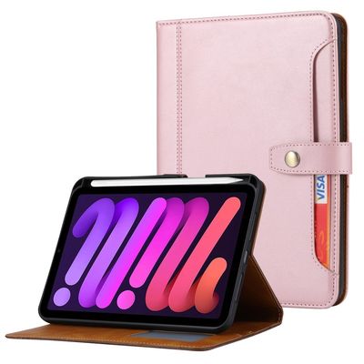 SKALO iPad 11" (2025) PU-læder pungetui med rum til penne - Pink