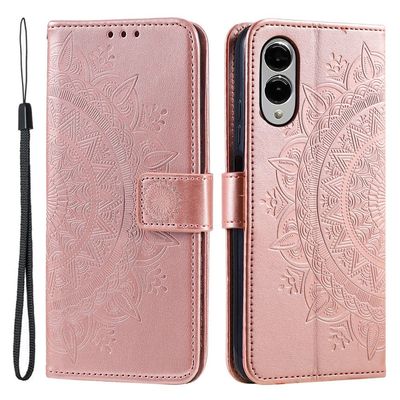 SKALO Samsung S25 Edge Mandala Flip Cover - Rosa guld