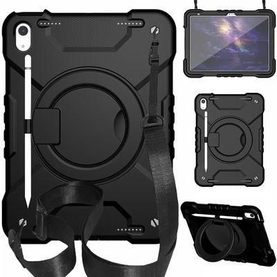 SKALO iPad 11" (2025) Ekstra Stødsikkert Armor Ring med Skulderrem Cover - Sort