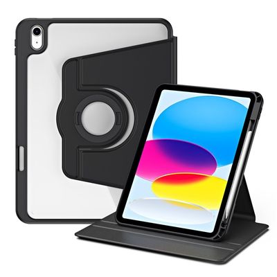 SKALO iPad 11" (2025) PU-læder Rotary Kickstand Aftagelig 2 i 1 Cover - Sort