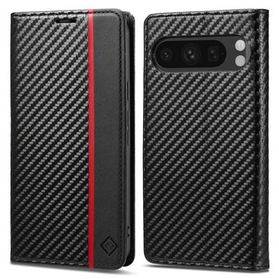 SKALO Google Pixel 10 Pro XL LC.IMEEKE Carbon Fiber Flip Cover - Sort