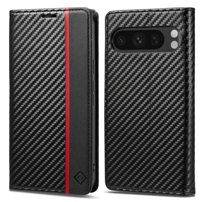 SKALO Google Pixel 10 Pro LC.IMEEKE Carbon Fiber Flip Cover - Sort