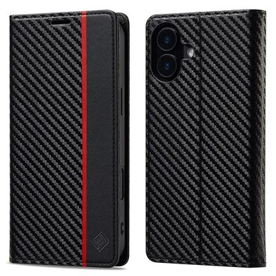 SKALO iPhone 17 LC.IMEEKE Carbon Fiber Flip Cover - Sort