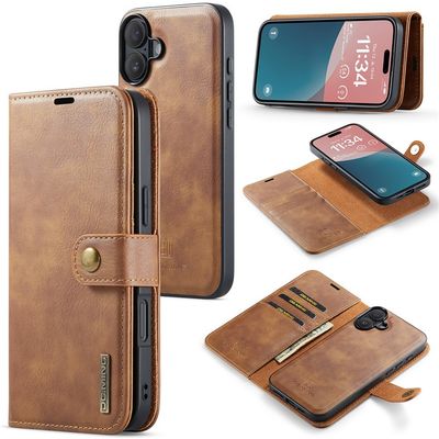 DG MING iPhone 17 2-i-1 Magnet Flip Cover - Brun