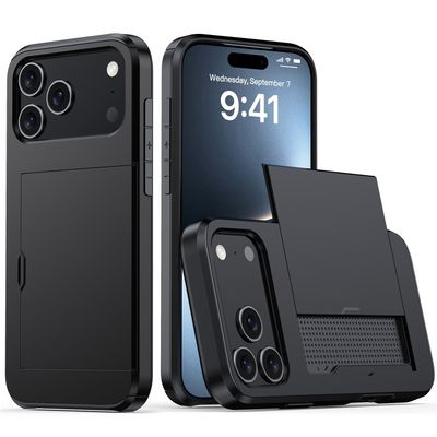 SKALO iPhone 17 Pro Armor Kortholder Cover - Sort