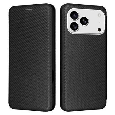 SKALO iPhone 17 Pro Carbon Fiber Flip Cover - Sort