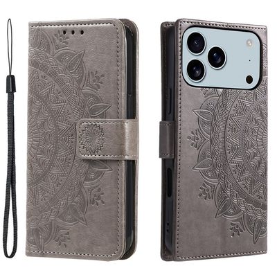 SKALO iPhone 17 Pro Max Mandala Flip Cover - Grå