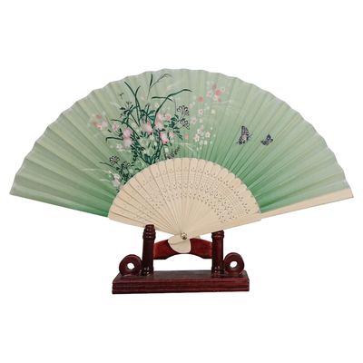 Vifte - Sommerfugle med blomster [M01] - Grøn