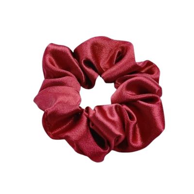 Hårbånd - Scrunchie - Sateng - 9 cm - Mørk rød