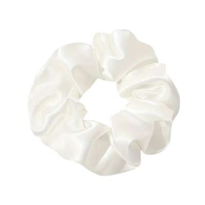 Hårbånd - Scrunchie - Sateng - 9 cm - Hvit