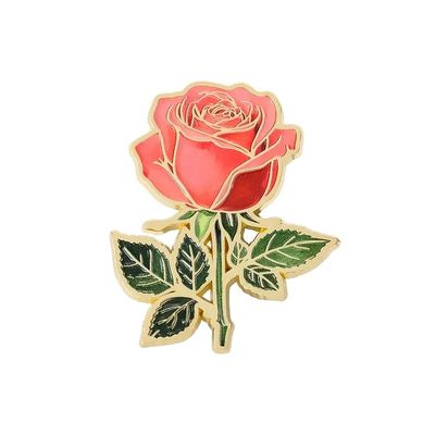 Brosje - Nål - Blomst - Rose - Rosa