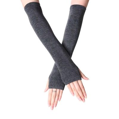 Armvarmere ensfargede, fingerløse og lange - Mørkegrå [35 cm]